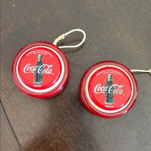 Vintage Coca-Cola Red Yo-Yo Pair with Logo